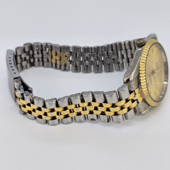 VTG Cosort Men's Watch 36MM Gold Dial Two Tone Band Up to 8" New Battery - Picture 10 of 15